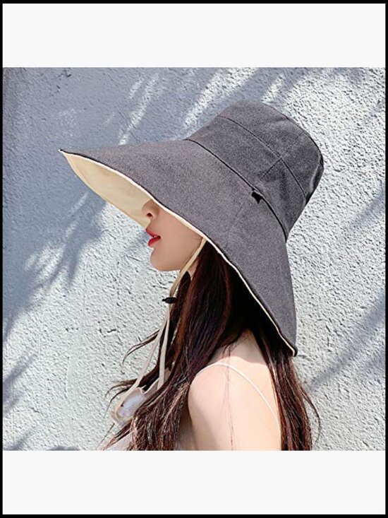 Reversible Bucket Hat UV Protection Packable Travel Cap Wide Brim Sun Hat